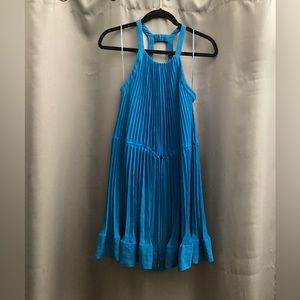 Rebecca Taylor sleeveless midi pleated blue dress size 2